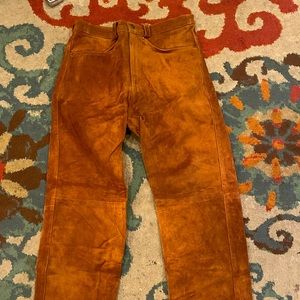 Mens Leather Suede Buckskin Real Leather Pant Cowboy Mountain Man Indian Size 34